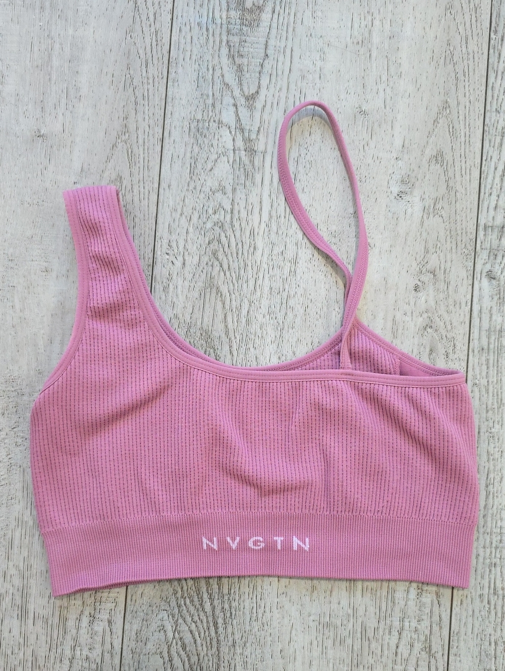 NVGTN Pink Ribbed One-Shoulder Sports Bralette